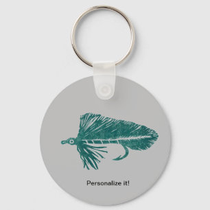 Green Matuka streamer, fly fishing, fly tying art Keychain
