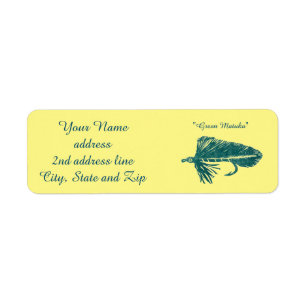 Green Matuka streamer, fly fishing, fly tying art Label