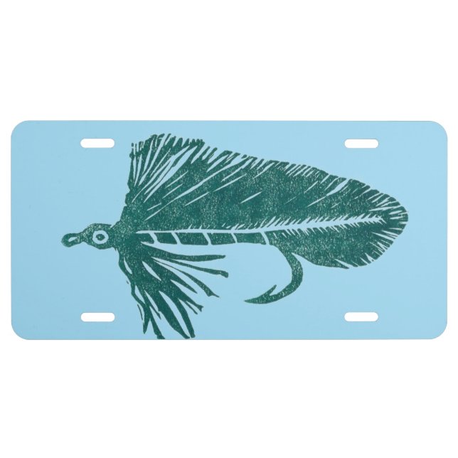 Green Matuka streamer, fly fishing, fly tying art License Plate (Front)