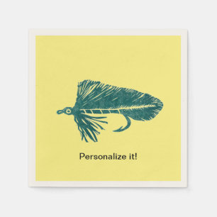 Green Matuka streamer, fly fishing, fly tying art Napkins