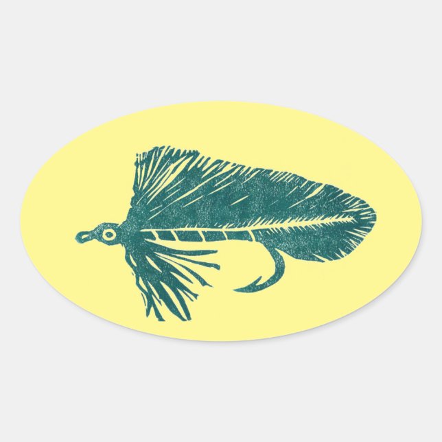 Green Matuka streamer, fly fishing, fly tying, art Oval Sticker (Front)
