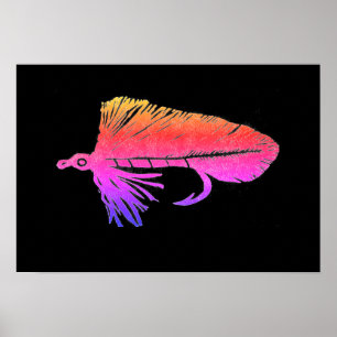 Green Matuka streamer, fly fishing, fly tying art  Poster