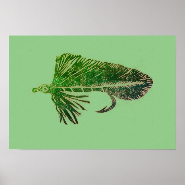 Green Matuka streamer, fly fishing, fly tying art  Poster (Front)