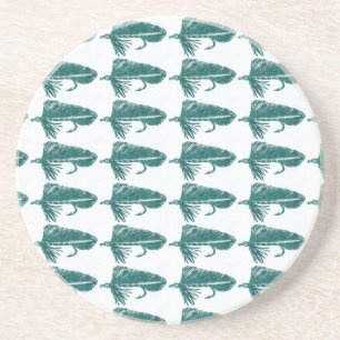 "Green Matuka" Streamer Fly Pattern Coaster. Sandstone Coaster