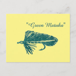 Green Matuka streamer, fly tying, fly fishing art Postcard