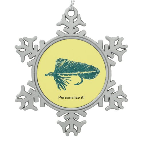 Green Matuka streamer, fly tying, fly fishing art Snowflake Pewter Christmas Ornament