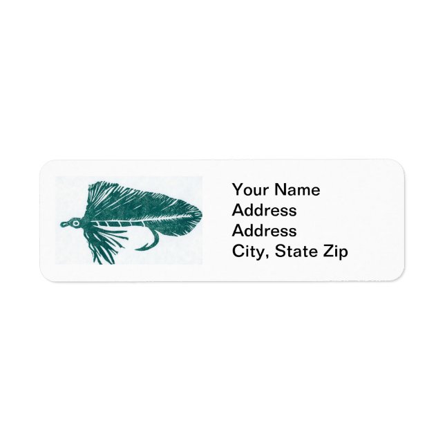 Green Matuka Trout Fly Return Address Label (Front)