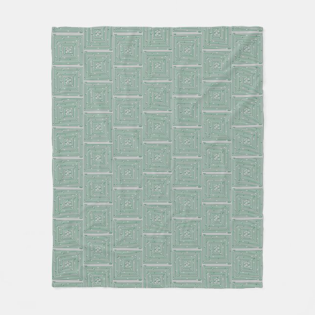 Green Maze Fleece Blanket (Front)