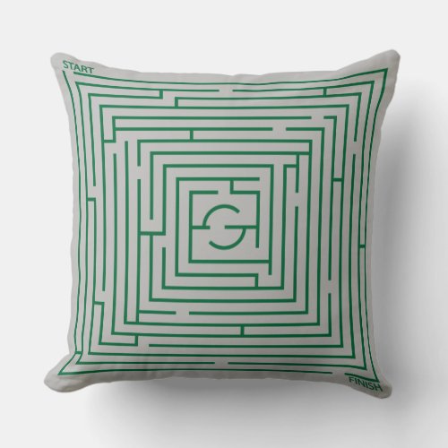 Green Maze Throw Pillow