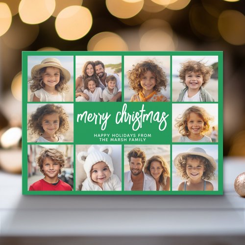 Green MCM _ 10 Photo Collage _ Merry Christmas Holiday Card
