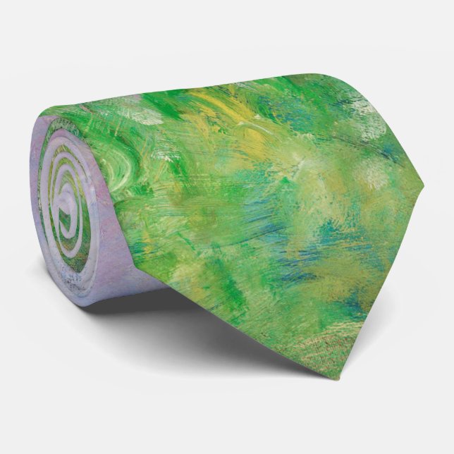 Green Meadow by Renoir Impressionist Painting Neck Tie (Rolled)