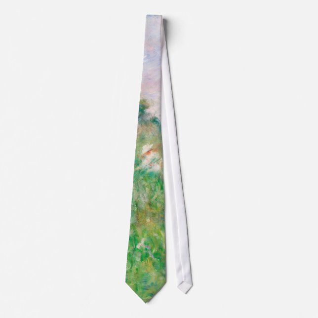Green Meadow by Renoir Impressionist Painting Neck Tie (Front)