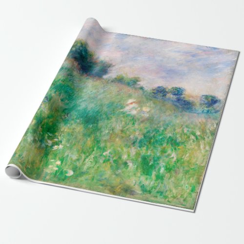 Green Meadow by Renoir Impressionist Painting Wrapping Paper