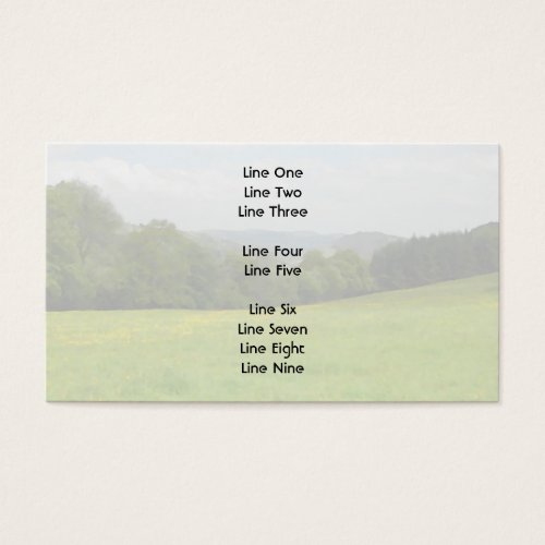 Green meadow. Countryside scenery. Business Cards