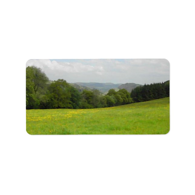 Green meadow. Countryside scenery. Label (Front)