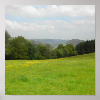 Green meadow. Countryside scenery. Poster