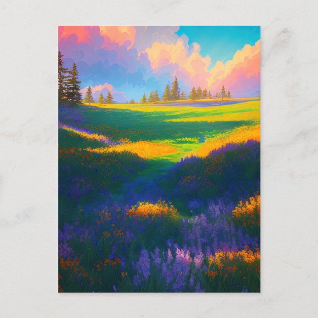 Green Meadow in Charming Summer Light Postcard (Front)
