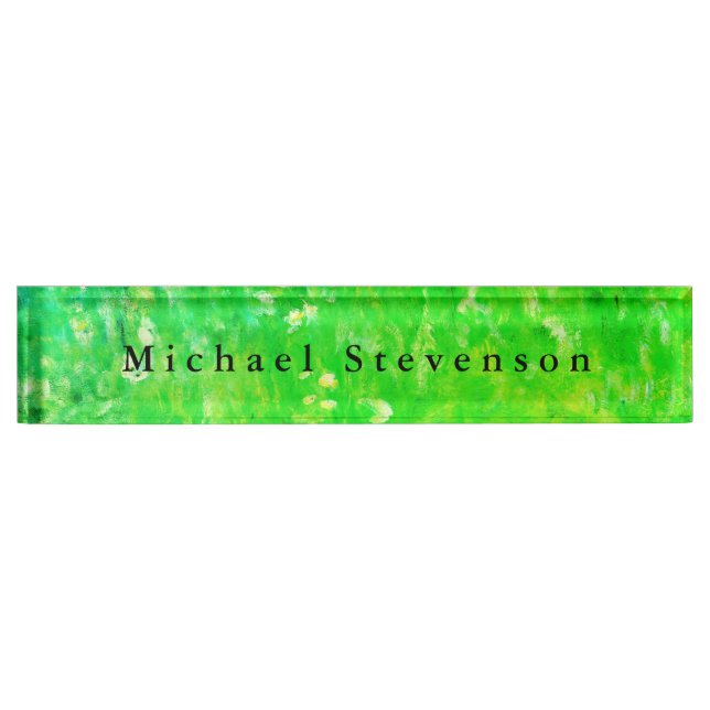 Green Meadow Modern Design Unique Personal Desk Name Plate (Front)