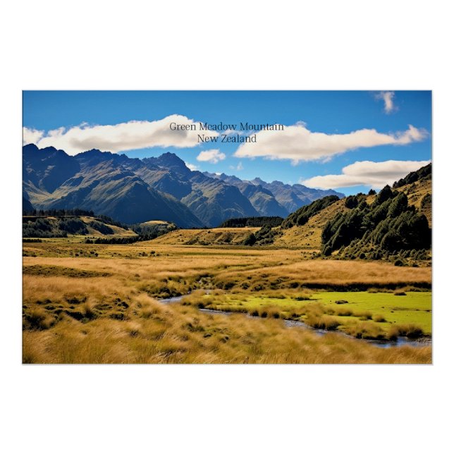 Green Meadow Mountain/AI generated, Poster (Front)