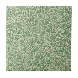 Green Meadow with Tiny Bees and Bugs Seamless Ceramic Tile