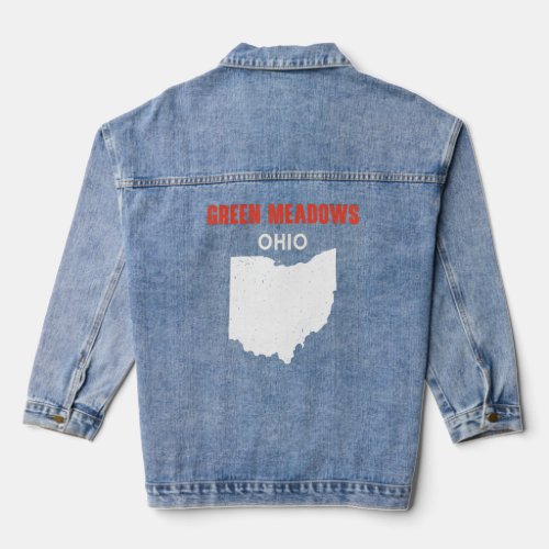Green Meadows Ohio USA State America Travel Ohioan Denim Jacket