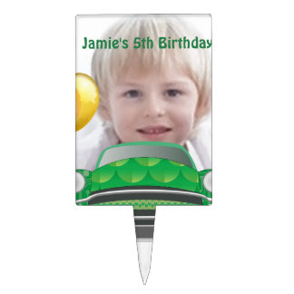 Green Mean Retro Car Boy's Birthday Cake Topper