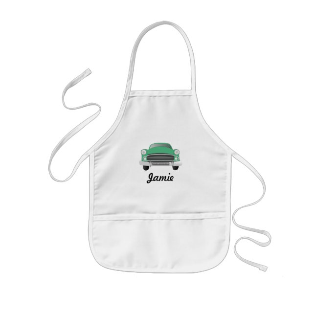 Green Mean Retro Car Boy's Birthday Kids' Apron (Front)