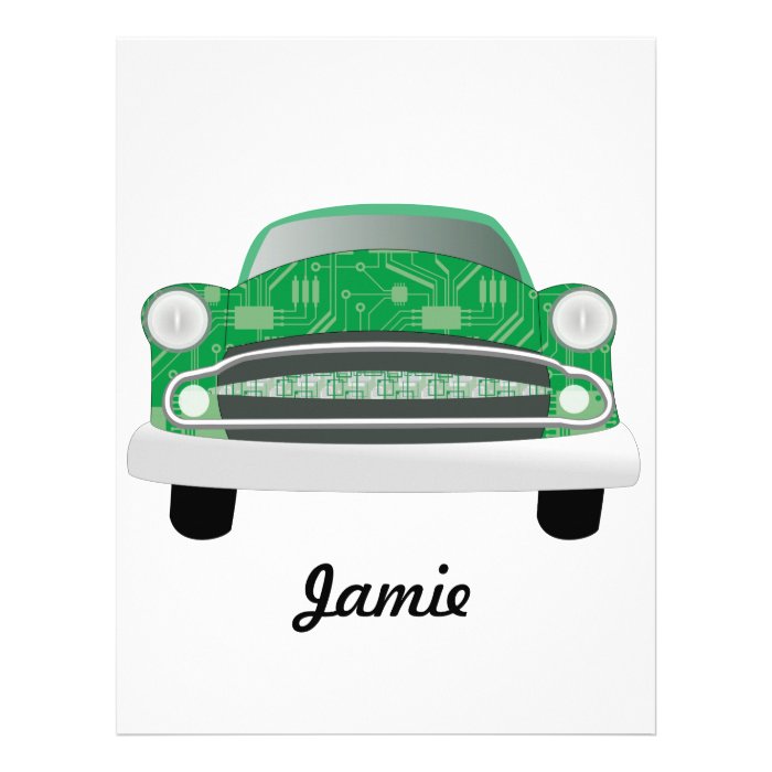 Green Mean Retro Car Boy's Birthday Custom Letterhead