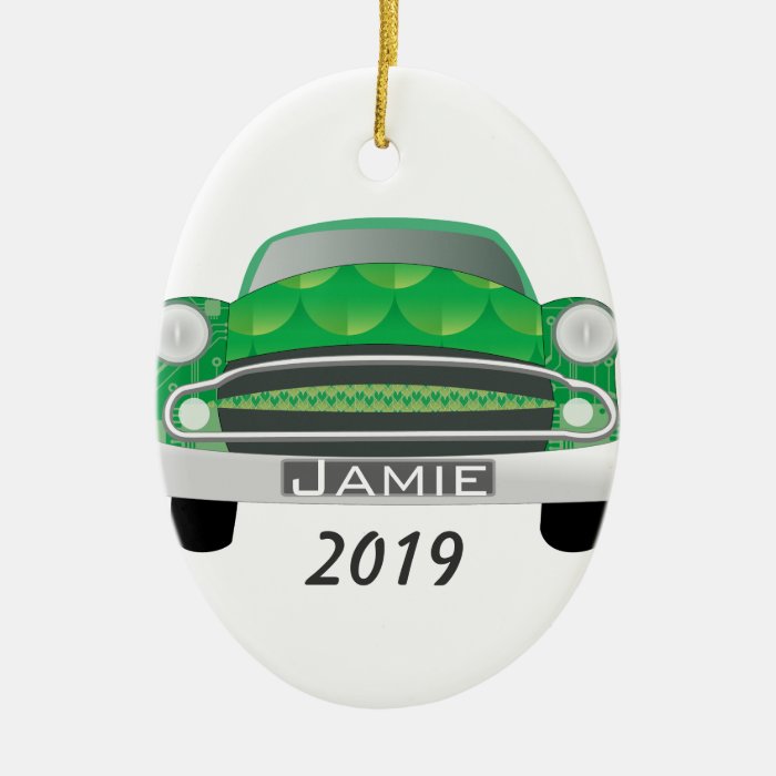 Green Mean Retro Car Boy's Birthday Ornament