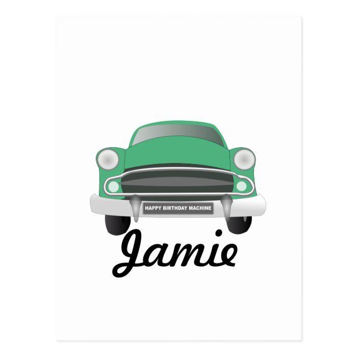 Green Mean Retro Car Boy's Birthday Postcards