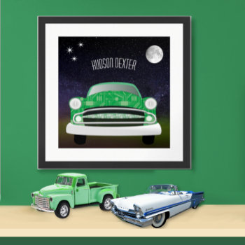 Green Mean Retro Car Boy's Room Poster by samack at Zazzle