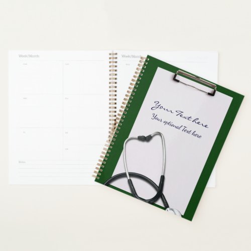 Green Medical Clipboard with Stethoscope Planner