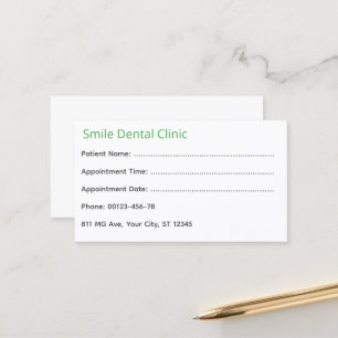 Green Medical Dental Appointment Card