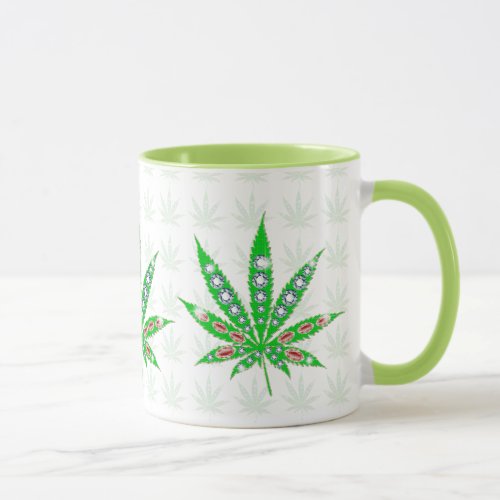 Green Medical Leaf With Bling  Sparkles Mug