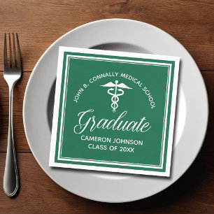 Green Medical School Custom Graduation Party Napkins