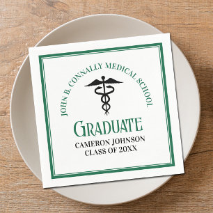 Green Medical School Graduation Party Custom Napkins