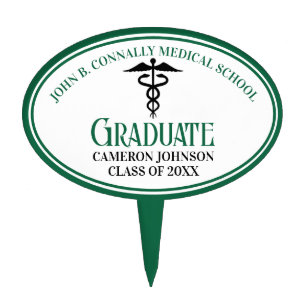 Green Medical School Graduation Party Personalized Cake Topper