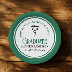 Green Medical School Graduation Party Personalized Paper Plates