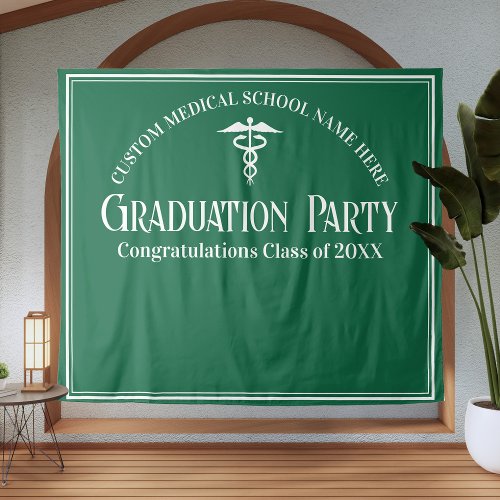 Green Medical School Graduation Party Photo Booth Tapestry