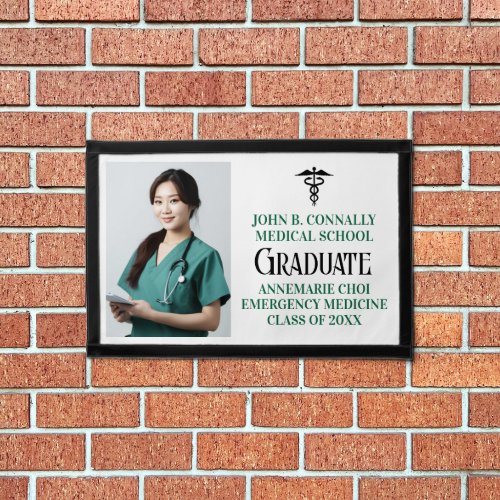 Green Medical School Graduation Photo Pennant