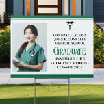 Green Medical School Graduation Photo Yard Sign