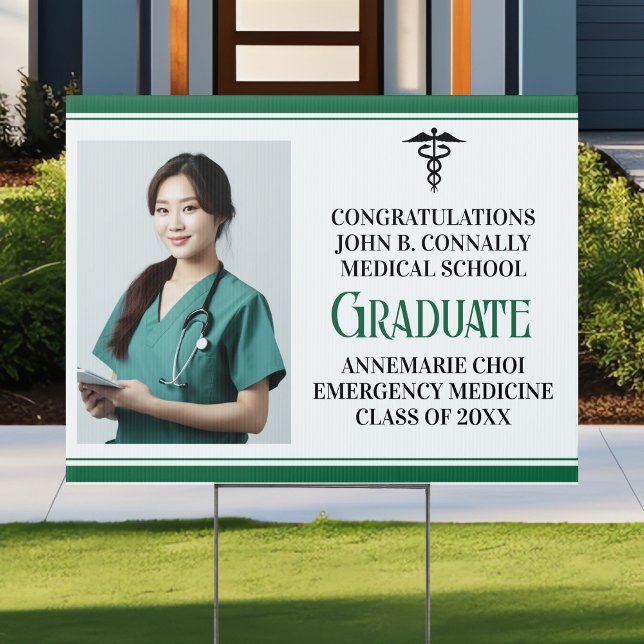 Green Medical School Graduation Photo Yard Sign (Creator Uploaded)