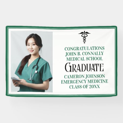 Green Medical School Photo Graduation Party Banner