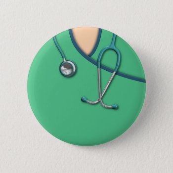 Green Medical Scrubs Pinback Button by packratgraphics at Zazzle