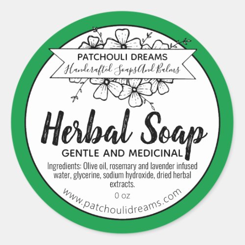 Green Medicinal Herbal Handmade Soap Classic Round Sticker