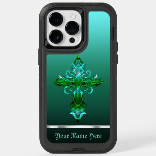 Green Medieval Cross iPhone 14 Pro Max Case