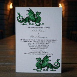 Green Medieval Dragon Wedding Invite