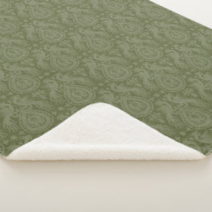 Green Medieval Dragons Sherpa Blanket