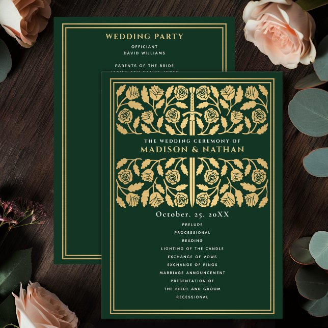 Green Medieval Gold Sword Royal Wedding Program (Creator Uploaded)