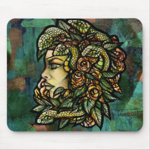 Green Medusa Snakes Rose Gorgon Mouse Pad